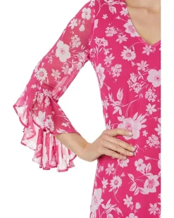 Short Chiffon Dress with Bell Sleeves