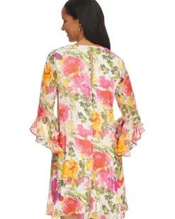 Short Chiffon Dress with Bell Sleeves