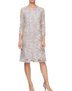 Short Embroidered Mock Dress with Illusion Sleeves