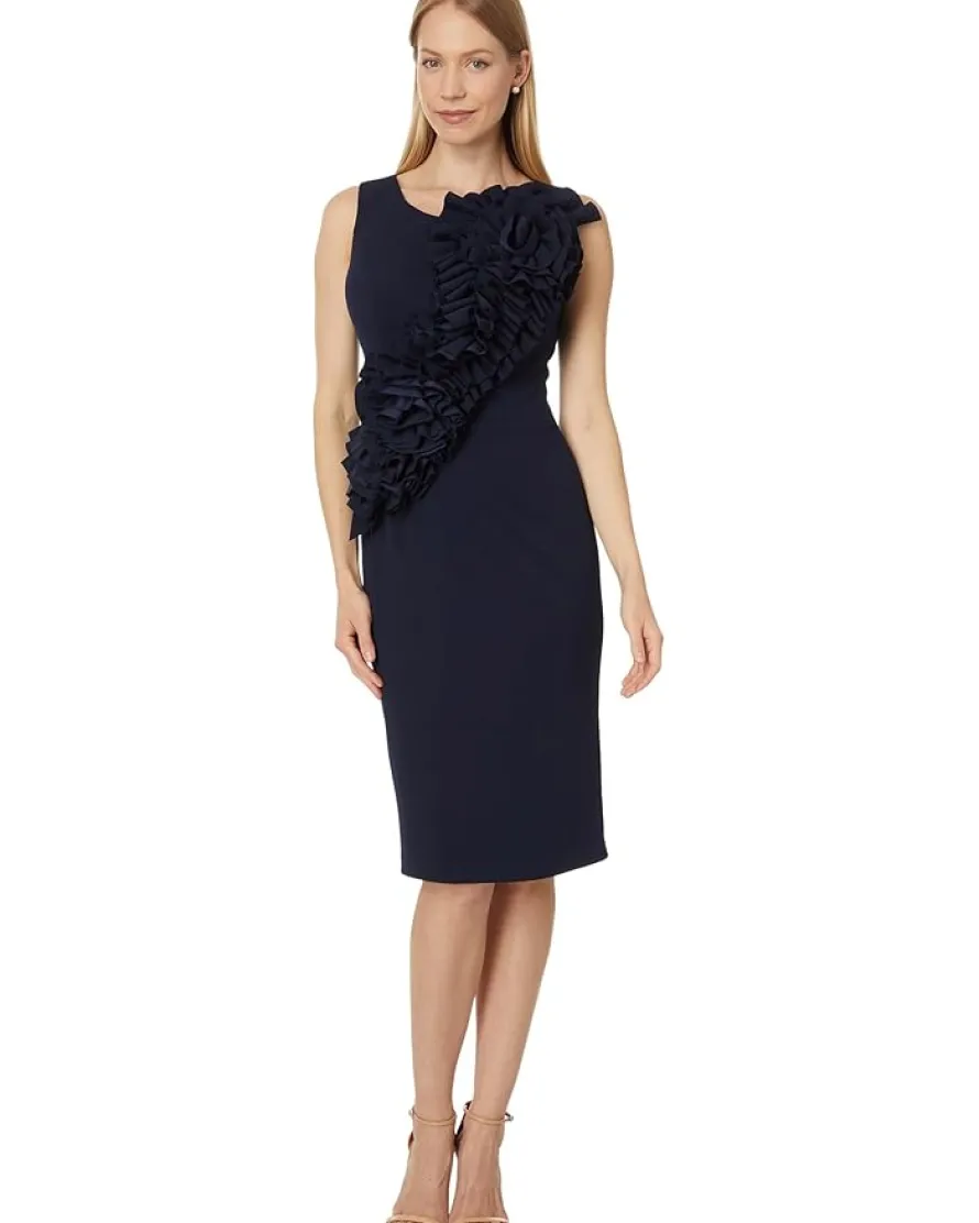 Short scuba crepe ruffle flower