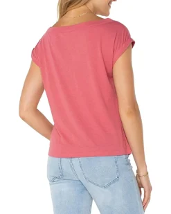 Short Sleeve Boat Neck Knot Front Knit Top