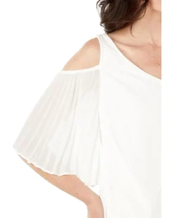 Short Sleeve Cold-Shoulder Smock Bottom Blouse