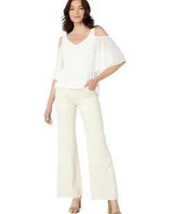 Short Sleeve Cold-Shoulder Smock Bottom Blouse