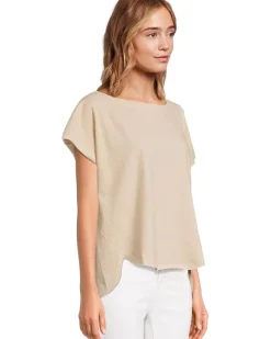 Short Sleeve Dolman Curved Hi-Lo Hem Top