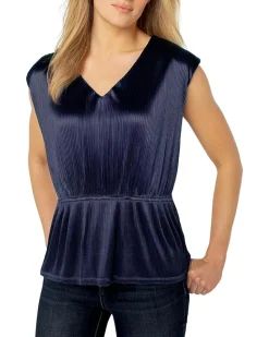 Short Sleeve Dolman V-Neck Peplum Knit Top