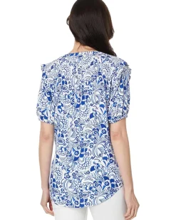 Short Sleeve Fountain Smocked Yoke Top