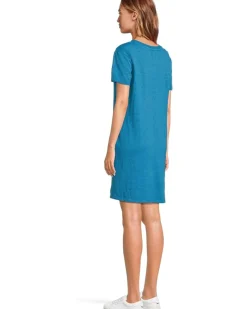 Short Sleeve Lace Up Neck Tee Shirt Dress