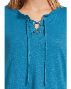 Short Sleeve Lace Up Neck Tee Shirt Dress