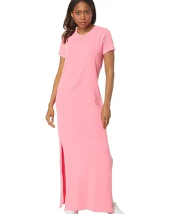 Short Sleeve Maxi Dress w/ Slit