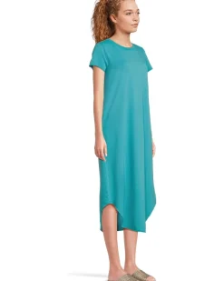 Short Sleeve Maxi Shirttail Crew Neck Dress