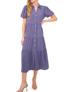 Short Sleeve Maxi Tiered Shirt Dress