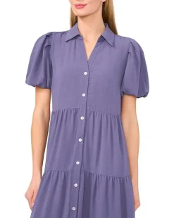 Short Sleeve Maxi Tiered Shirt Dress
