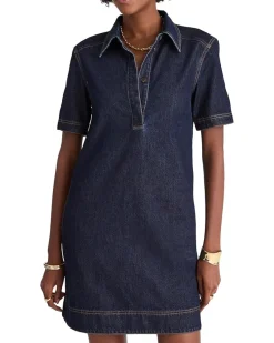 Short Sleeve Popover Denim Mini Dress