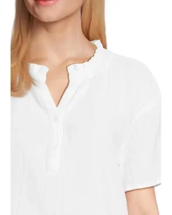 Short Sleeve Ruffle Neck Henley Top