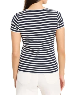 Short Sleeve Scoop Neck Striped Tee