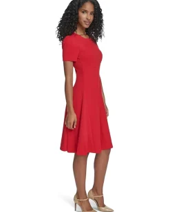 Short Sleeve Scuba Crepe A-Line