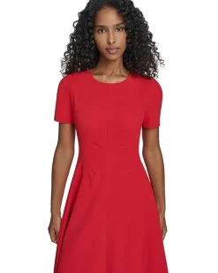 Short Sleeve Scuba Crepe A-Line