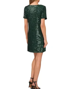 Short Sleeve Sequin Shirtdress