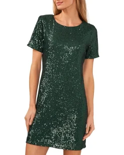 Short Sleeve Sequin Shirtdress