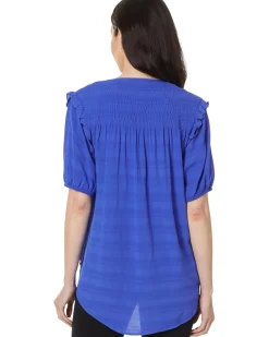 Short Sleeve Smocked Yoke Top