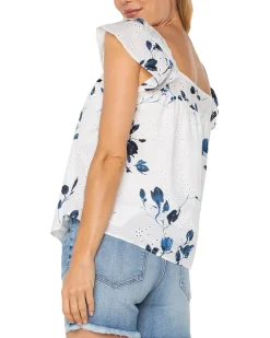 Short Sleeve Square Neck Woven Blouse