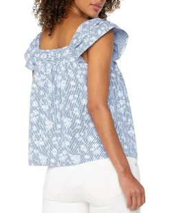 Short Sleeve Square Neck Woven Blouse