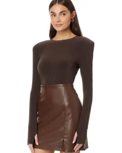 Shoulder Pad Long Sleeve Crew Top