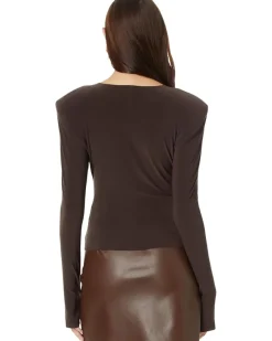 Shoulder Pad Long Sleeve Crew Top