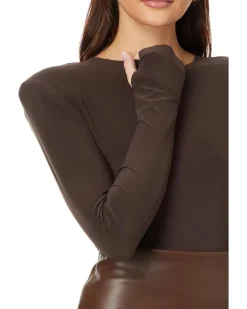 Shoulder Pad Long Sleeve Crew Top