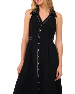 Sleeveless Belted Waist Midi Dress