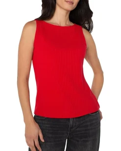 Sleeveless Boat Neck Rib Knit Top