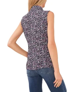 Sleeveless Floral Bow Blouse