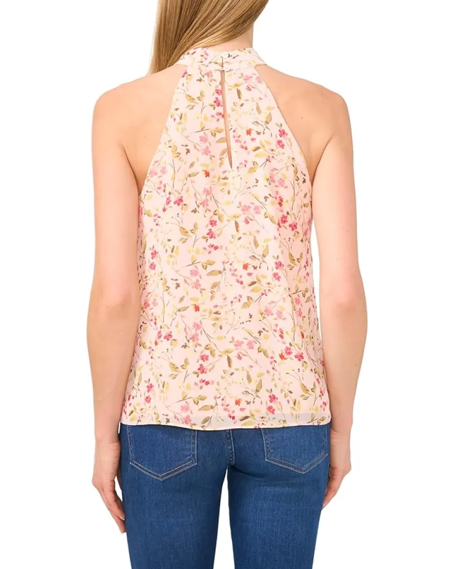 Sleeveless Halter Folded Collar Top