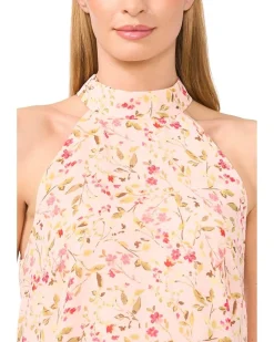 Sleeveless Halter Folded Collar Top