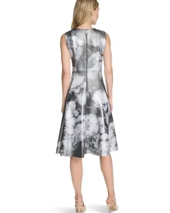 Sleeveless Metallic Scuba A-Line