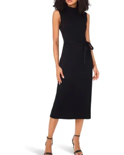 Sleeveless Mockneck with Thin Belt Dress