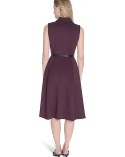 Sleeveless Scuba Belted Zipper Dress