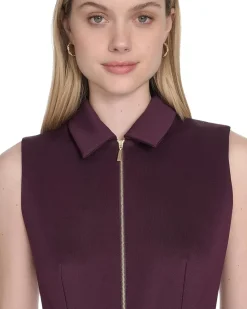 Sleeveless Scuba Belted Zipper Dress