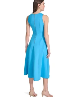 Sleeveless Scuba Fit And Flare Dress
