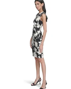 Sleeveless Scuba Floral Sheath