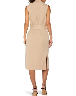 Sleeveless Shirt Dress With Slits