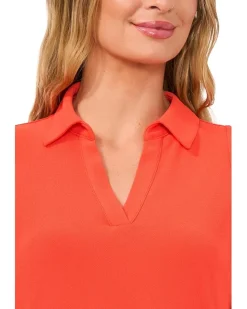 Sleeveless V-Neck Polo Knit Top