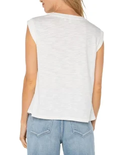 Sleeveless Woven To Knit Top