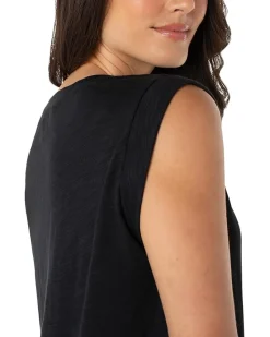 Sleeveless Woven To Knit Top