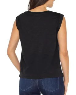 Sleeveless Woven To Knit Top