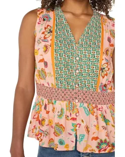 Sleeveless Woven Top With Smocked Waist