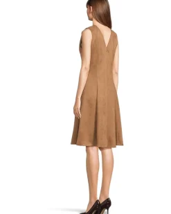 Sleeveless Zipper Suede Aline