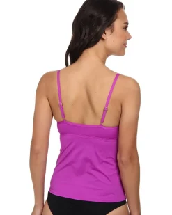 Solid Shirred Underwire Tankini Top