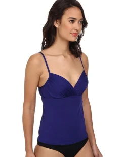 Solid Shirred Underwire Tankini Top