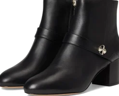 Spade Flower Smooth Leather Heeled Ankle Bootie